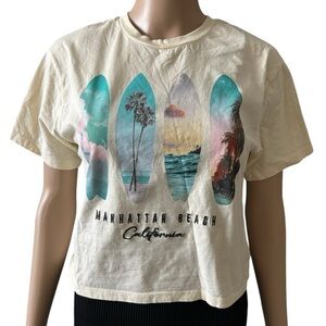 Organic Collective XS Crop Tee - Manhattan Beach California Graphic
